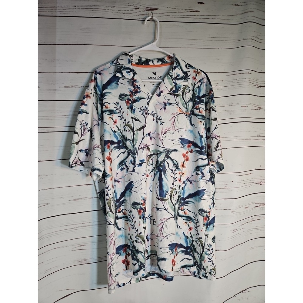 Macade Floral Print AOP CAMP COLLAR Golf Polo‎ Atheletic Stretch Breathable Men